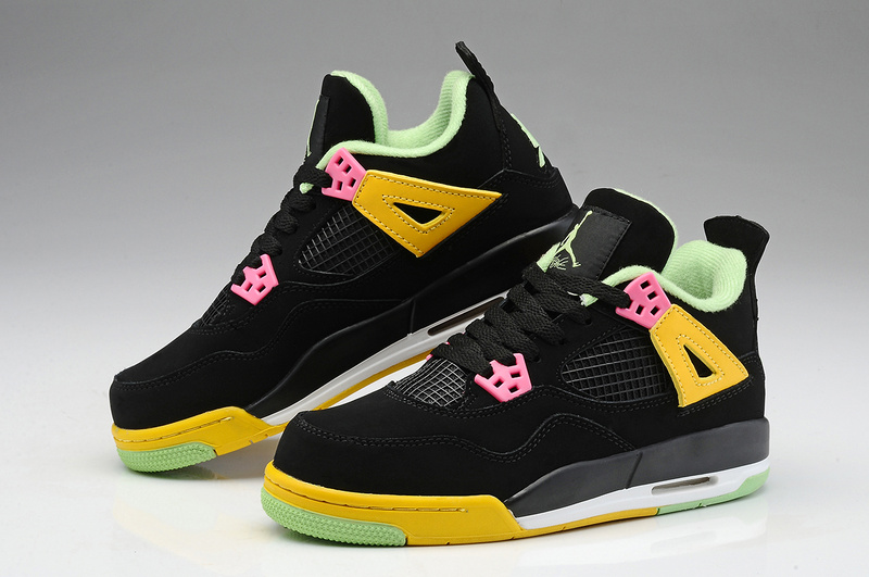 Air Jordan 4 Women Shoes Yellow/Black/Red/Green Online